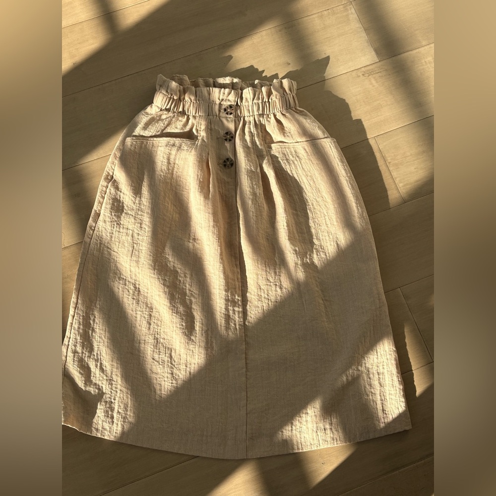 H&M beige A-Line Midi Skirt